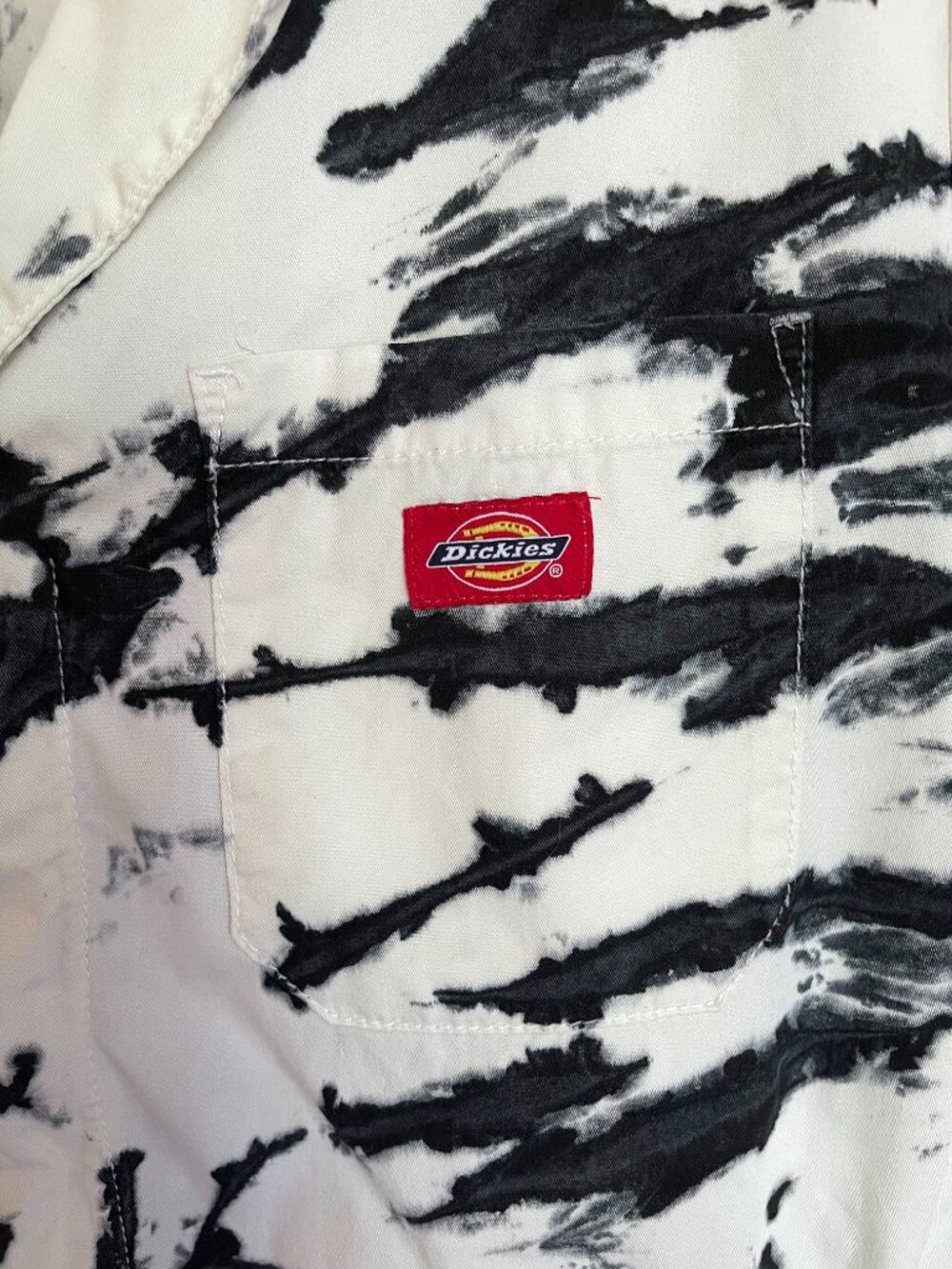 Dickies Short Sleeve Coverall in White Black Tie Dye Size L - Picture 9 of 13